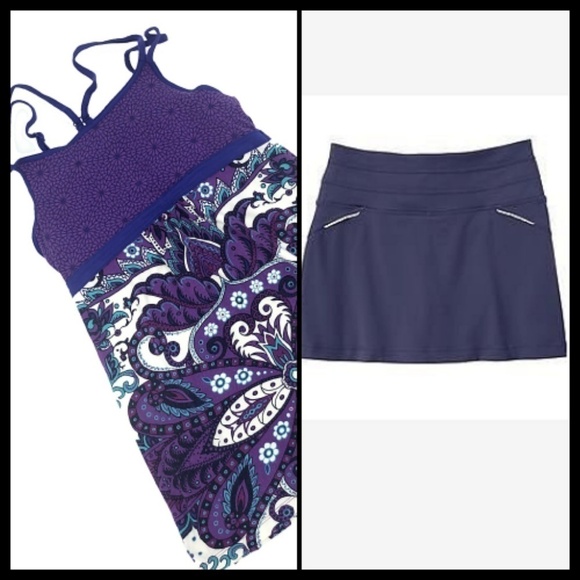 Athleta Strappy Shelf Bra Tank Top UPF 50+ Skort Set Purple XXS - Picture 1 of 7